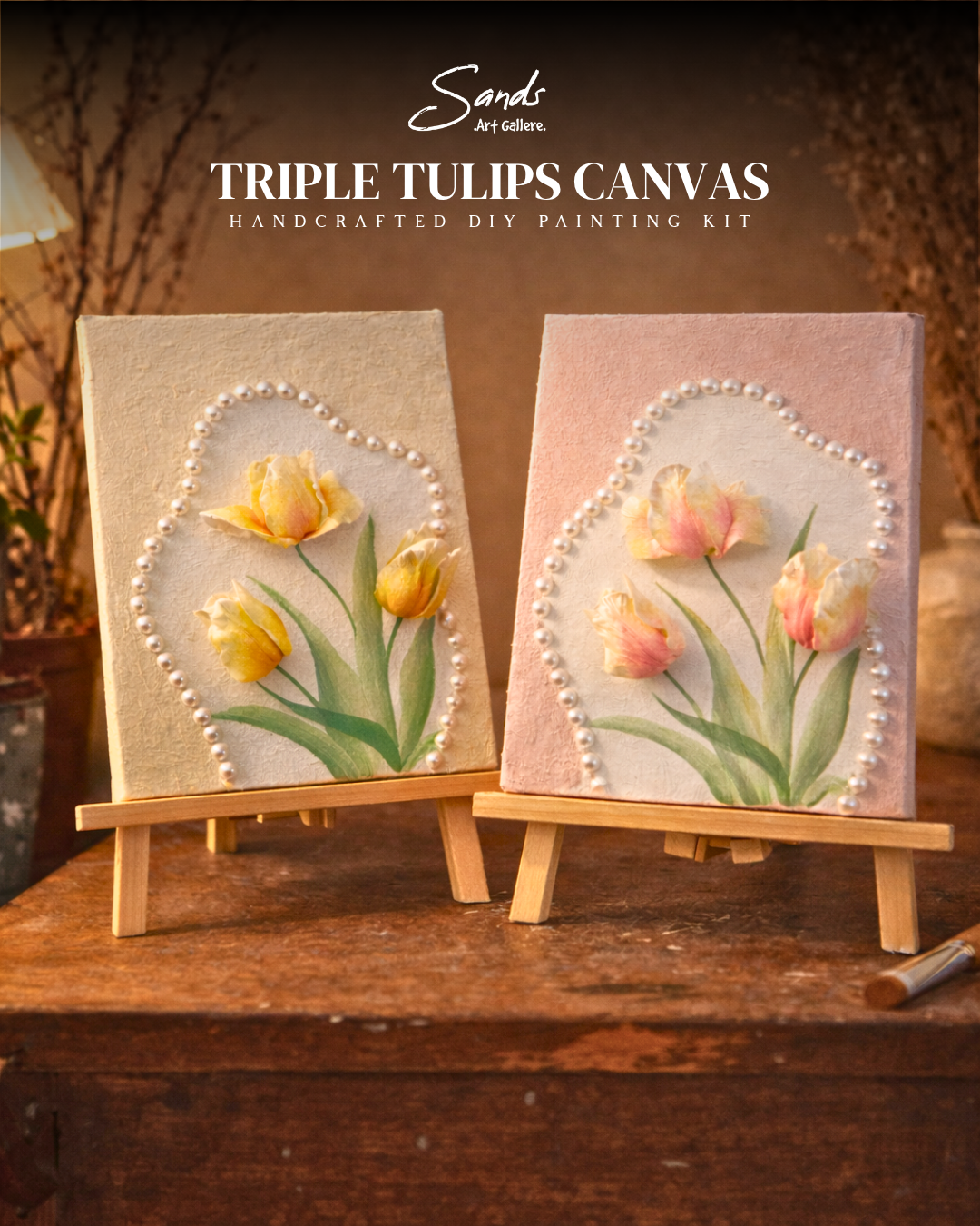 Triple Tulip Canvas - All in One Box Painting Kit